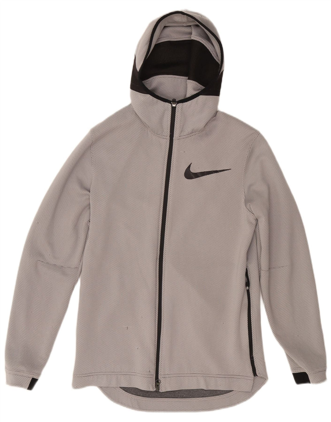 Мужской свитер с капюшоном NIKE на баскетбольной молнии, маленький серый, полиэстер