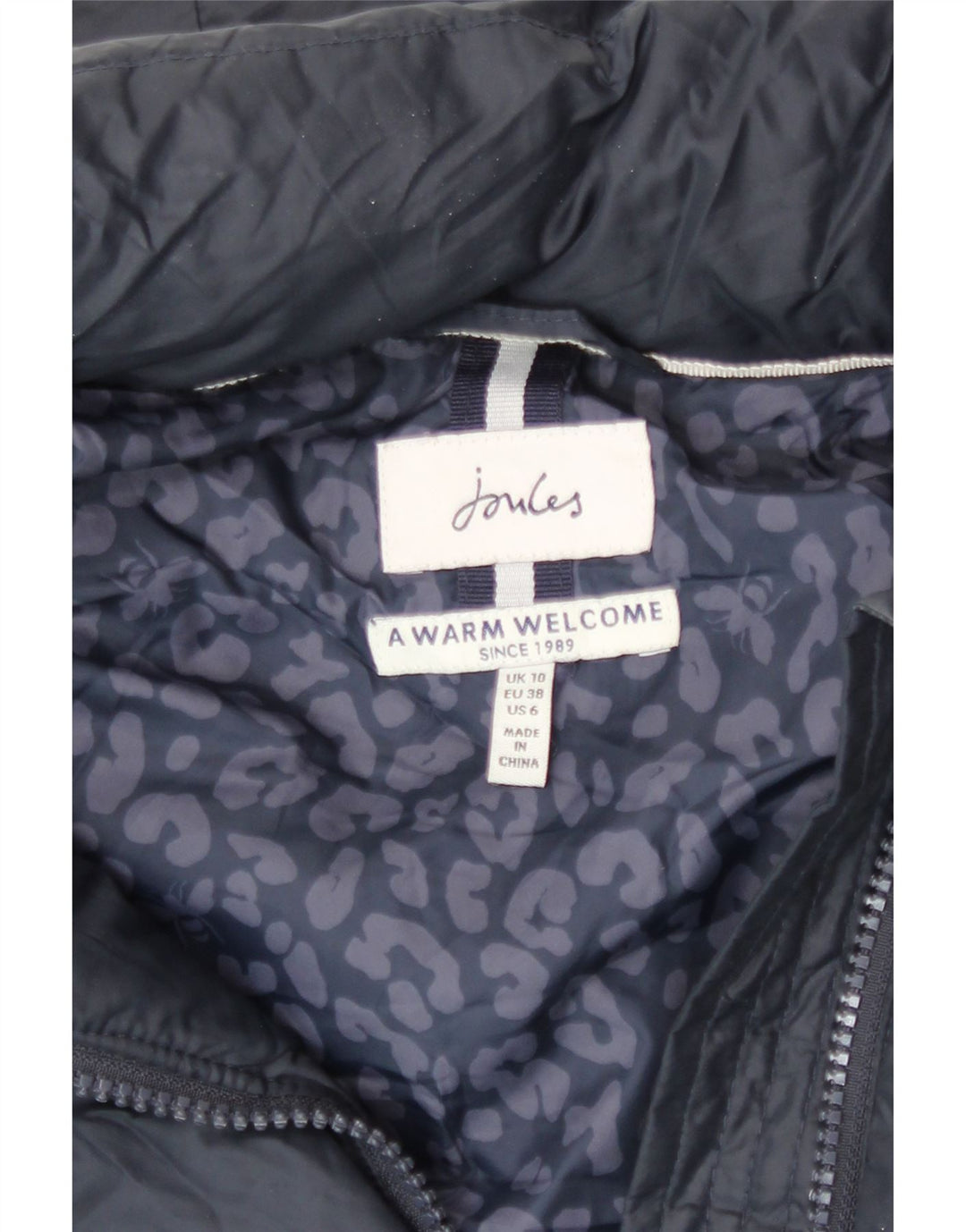 Женское длинное стеганое пальто с капюшоном Joules UK 10, маленький темно-синий, полиэстер