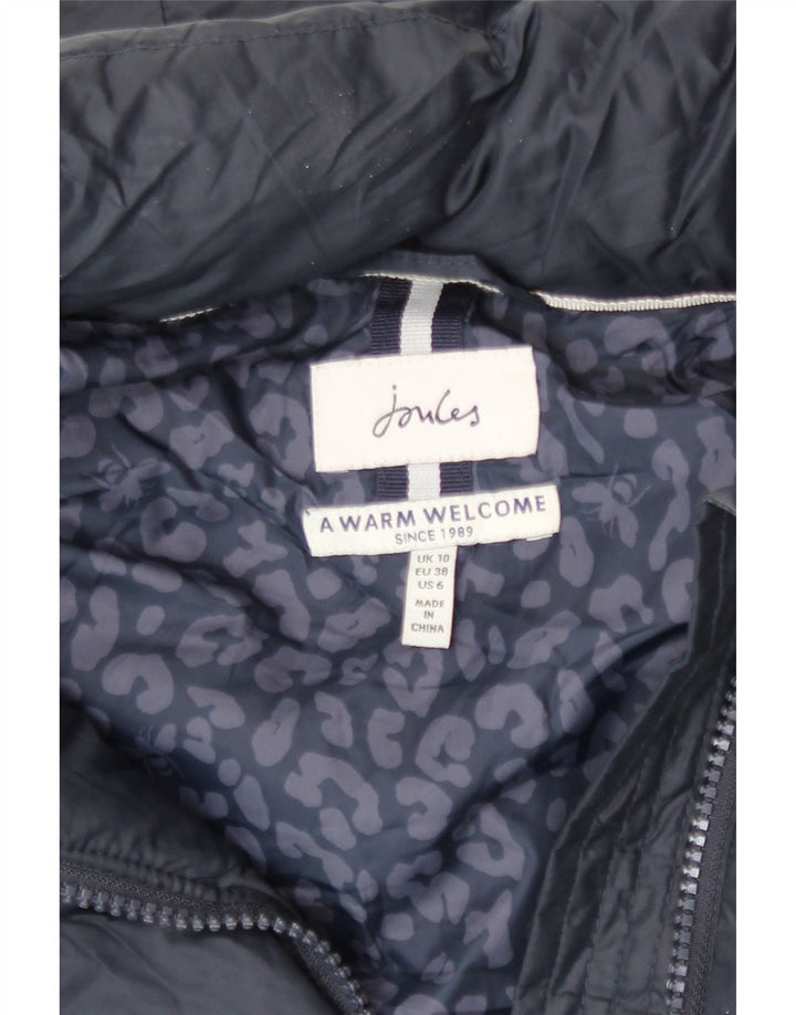 Женское длинное стеганое пальто с капюшоном Joules UK 10, маленький темно-синий, полиэстер