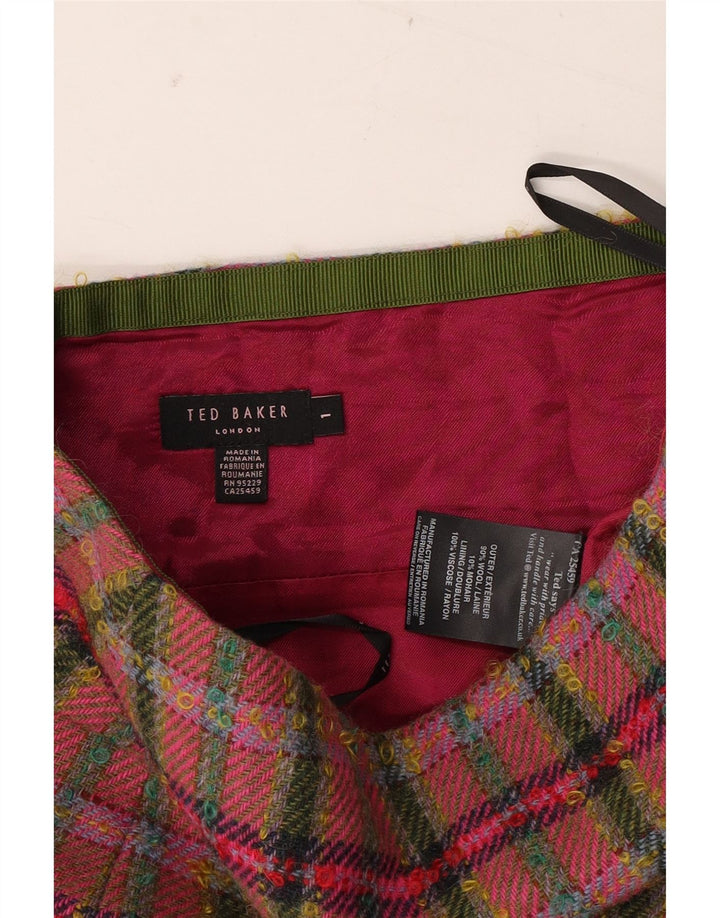 Женская мини-юбка Ted Baker, размер 1, XS, W26, шерсть в разноцветную клетку