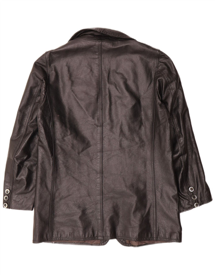 Винтажный женский кожаный пиджак на 2 пуговицах, Великобритания 14, большой черный цвет