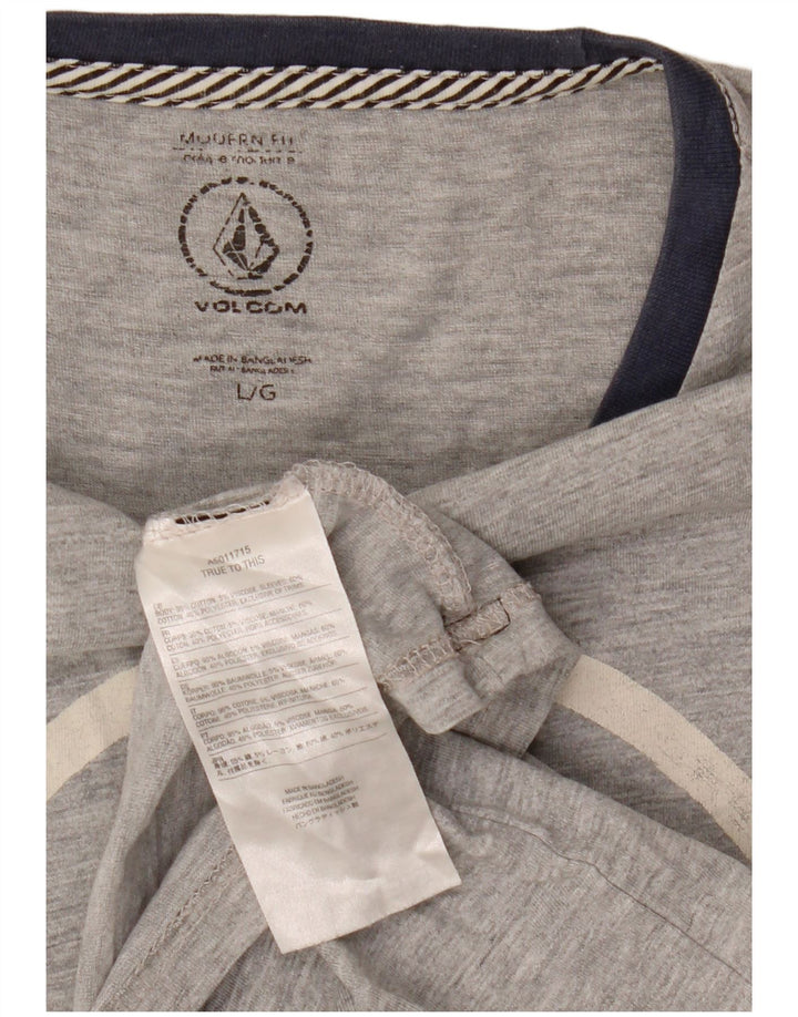 Мужская футболка Volcom с рисунком, большой серый хлопок с цветными блоками