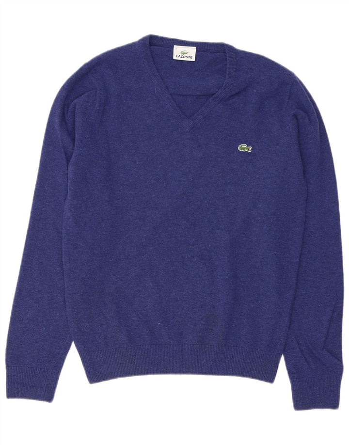 Мужской джемпер с v-образным вырезом Lacoste, размер 2 XS, синий из натуральной шерсти