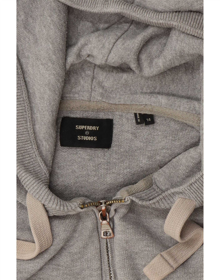 Женский свитер с капюшоном на молнии Superdry UK 14, большой серый