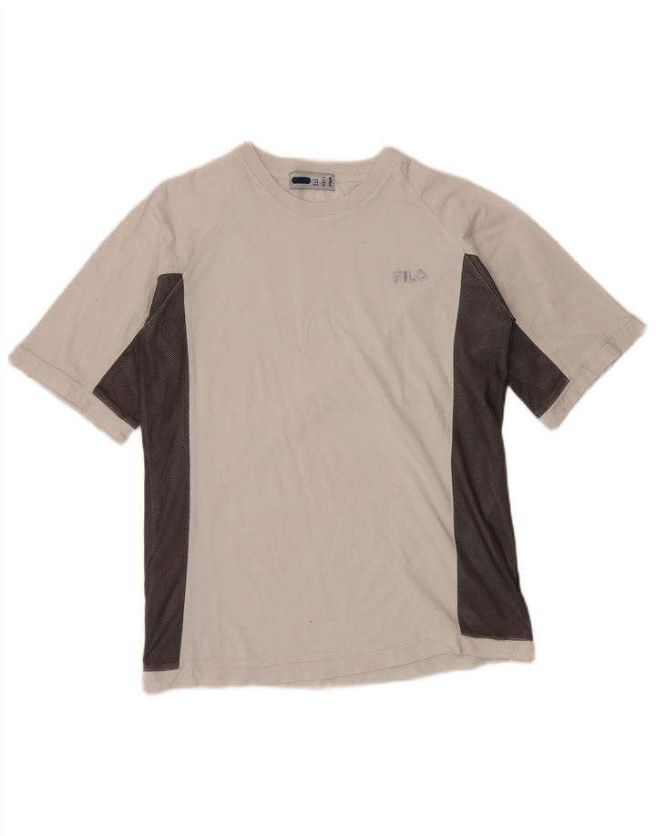 Футболка FILA для мальчиков, топ 13–14 лет, белый хлопок с цветными блоками