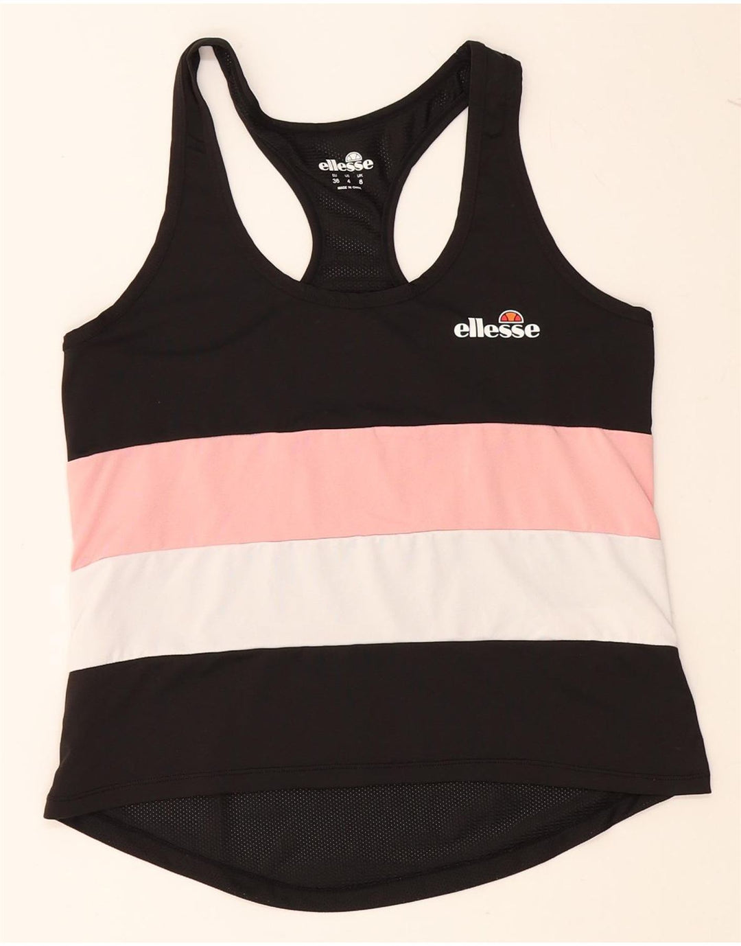ELLESSE Womens Vest Top UK 8 Small  Black Colourblock Polyester Vintage Ellesse and Second-Hand Ellesse from Messina Hembry 