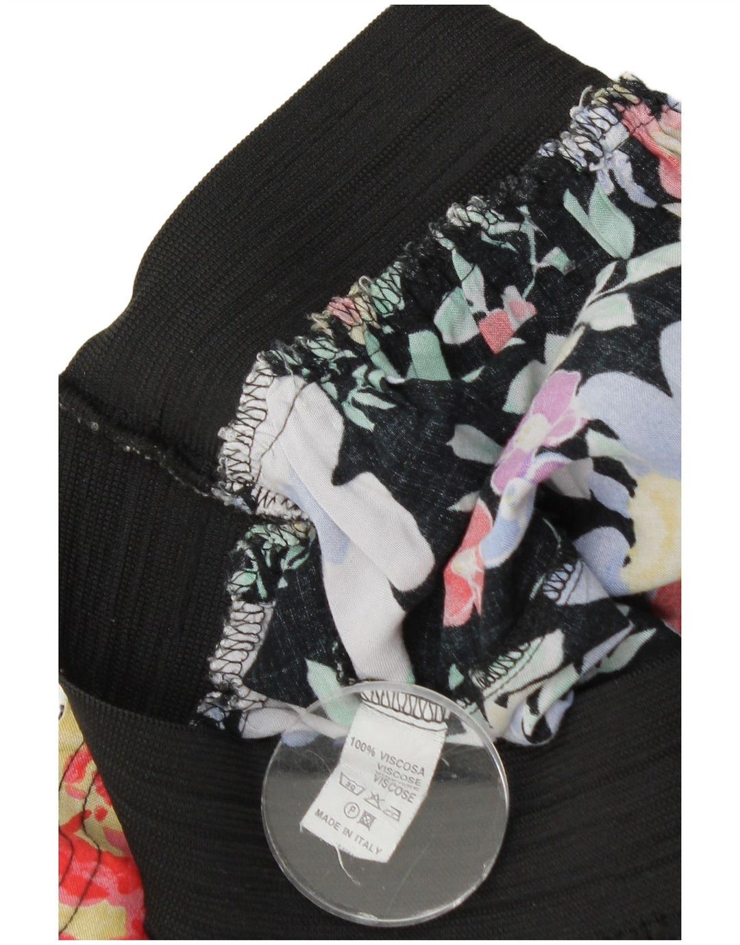 Винтажная женская юбка-миди W28, средний черный цветочный принт из вискозы
