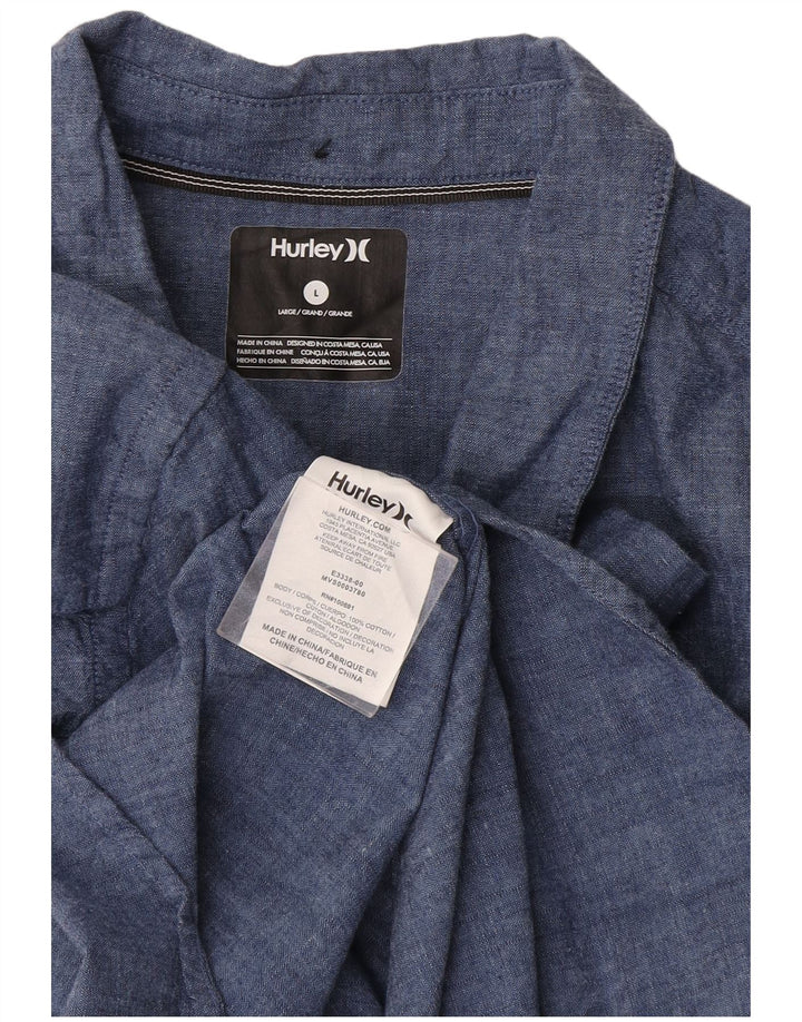Мужская рубашка с коротким рукавом Hurley, большая синяя, хлопок