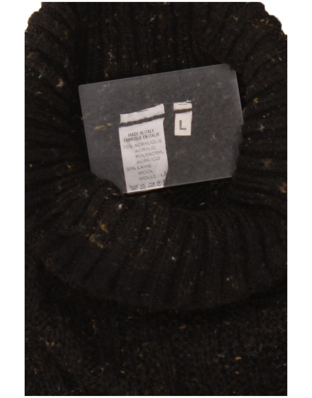 ВИНТАЖНЫЙ мужской джемпер с высоким воротником, большой черный акрил в крапинку