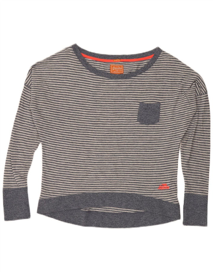 Женская блузка оверсайз Superdry Top UK 16, хлопок в большую синюю полоску