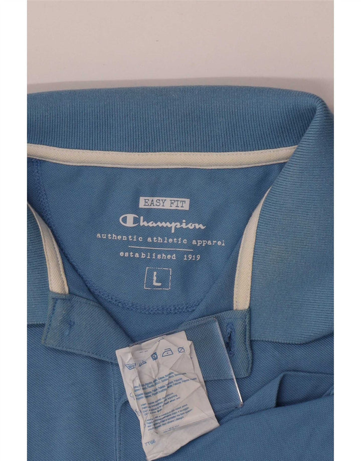 Мужская рубашка поло Champion Easy Fit, большая синяя хлопковая ткань