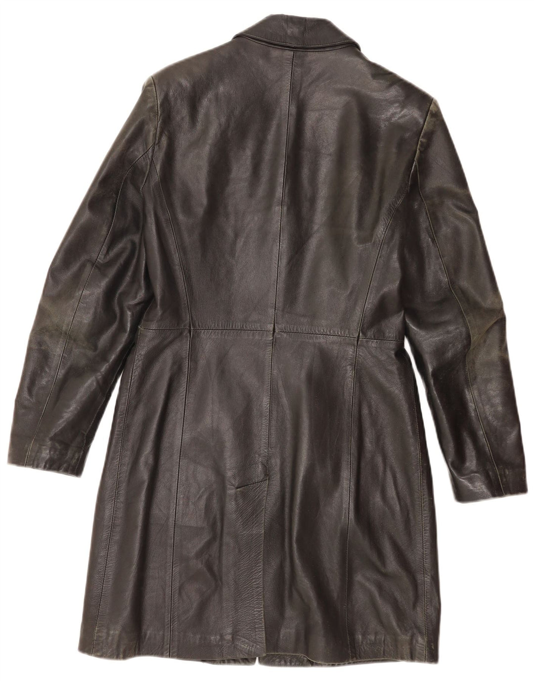 Винтажное женское кожаное пальто IT 42 Medium Black Leather