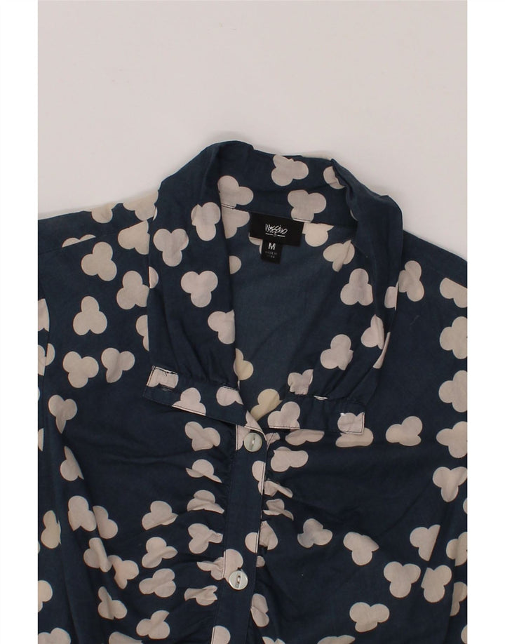 MOSSIMO Womens Longline Shirt Blouse UK 12 Medium Blue Spotted Vintage Mossimo and Second-Hand Mossimo from Messina Hembry 