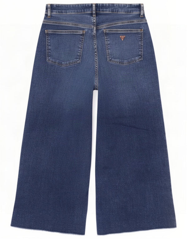 Guess Женские широкие джинсы-капри W29 L23, синие хлопковые