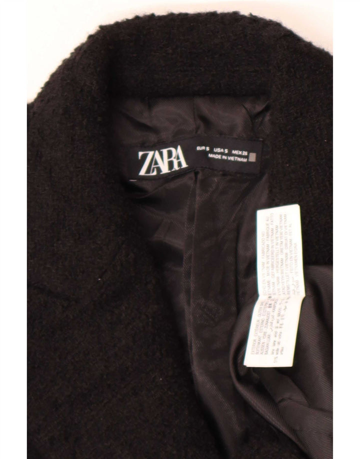 Женский удлиненный двубортный пиджак Zara UK 10, маленький черный