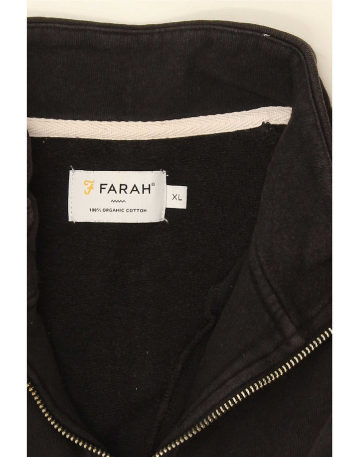 Мужской свитшот с воротником на молнии Farah XL, черный хлопок