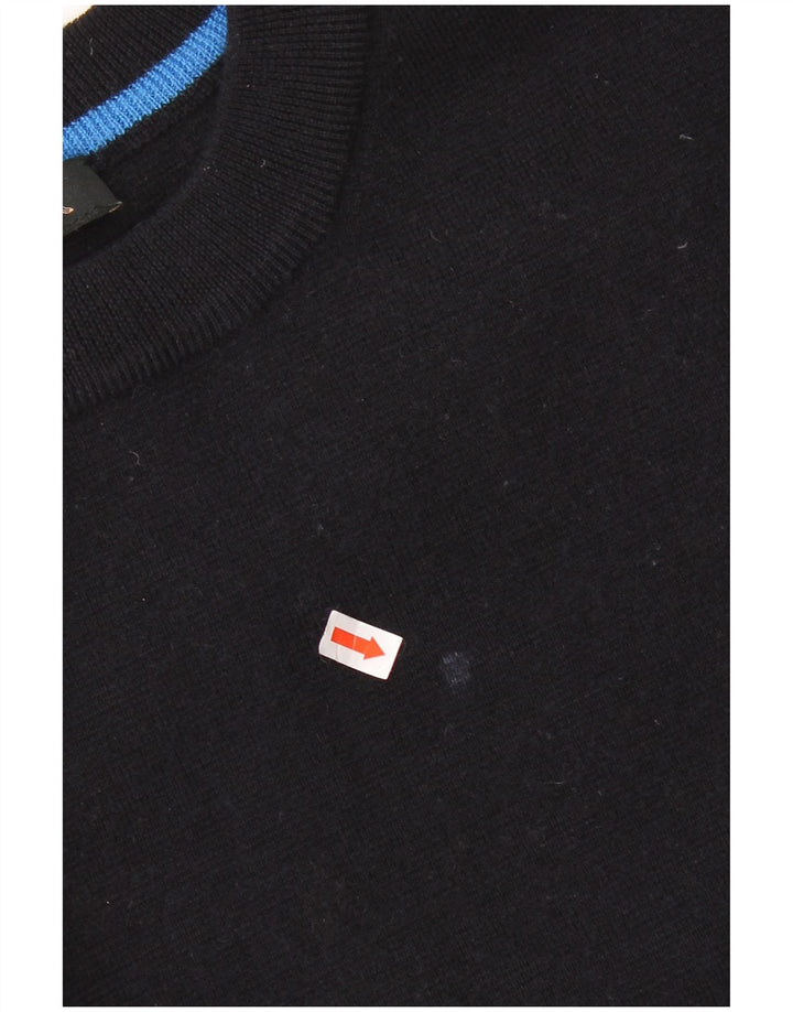 Женский укороченный джемпер с круглым вырезом Jaeger UK 16, большой черный шерстяной свитер