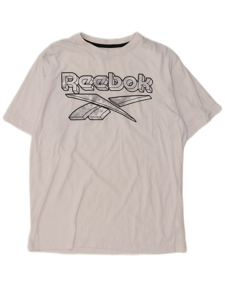 Мужская футболка с рисунком Reebok, средний белый хлопок, белый цвет