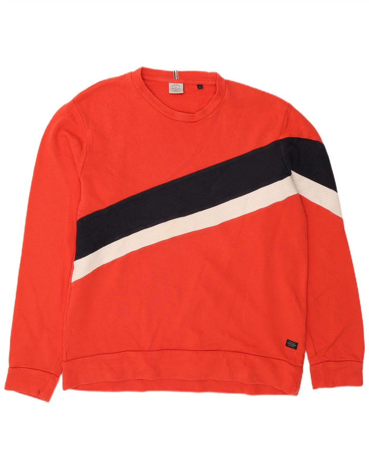 Мужской свитшот Jack & Jones, джемпер XL, красный, хлопок с цветными блоками