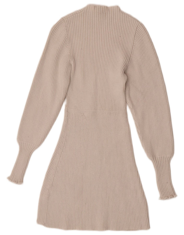 Женское платье-джемпер с длинными рукавами Zara UK 8, маленькое белое