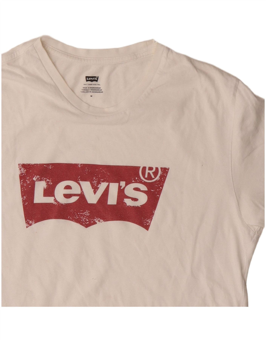 Мужская футболка с рисунком Levi's, топ среднего размера, белый хлопок, хлопок