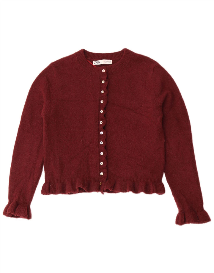Женский укороченный кардиган Zara UK 10, маленький темно-бордовый полиэстер