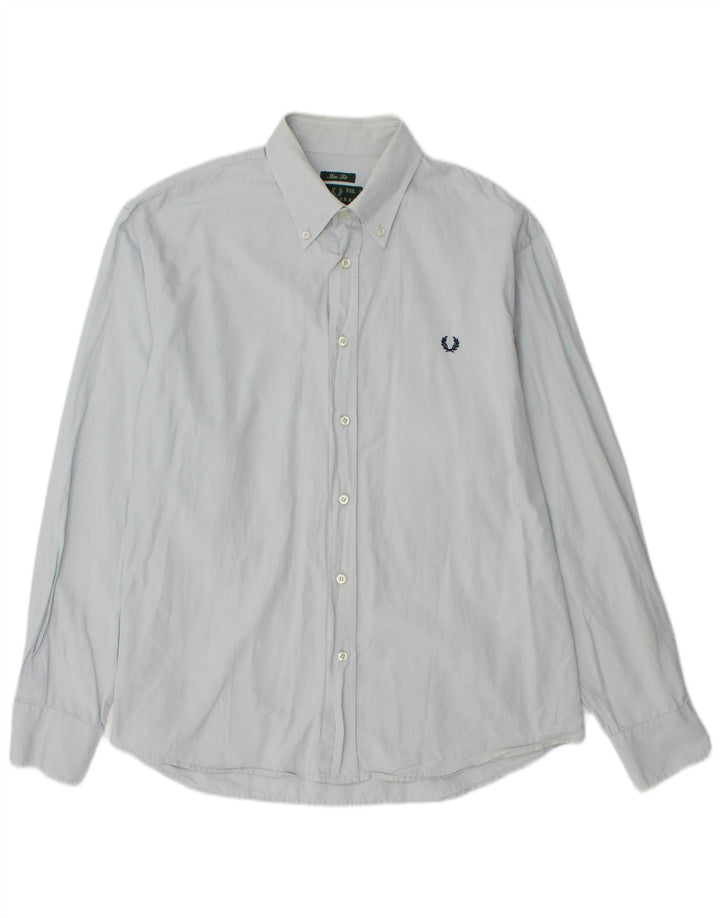 FRED PERRY Мужская рубашка приталенного кроя 2XL, синяя, хлопок