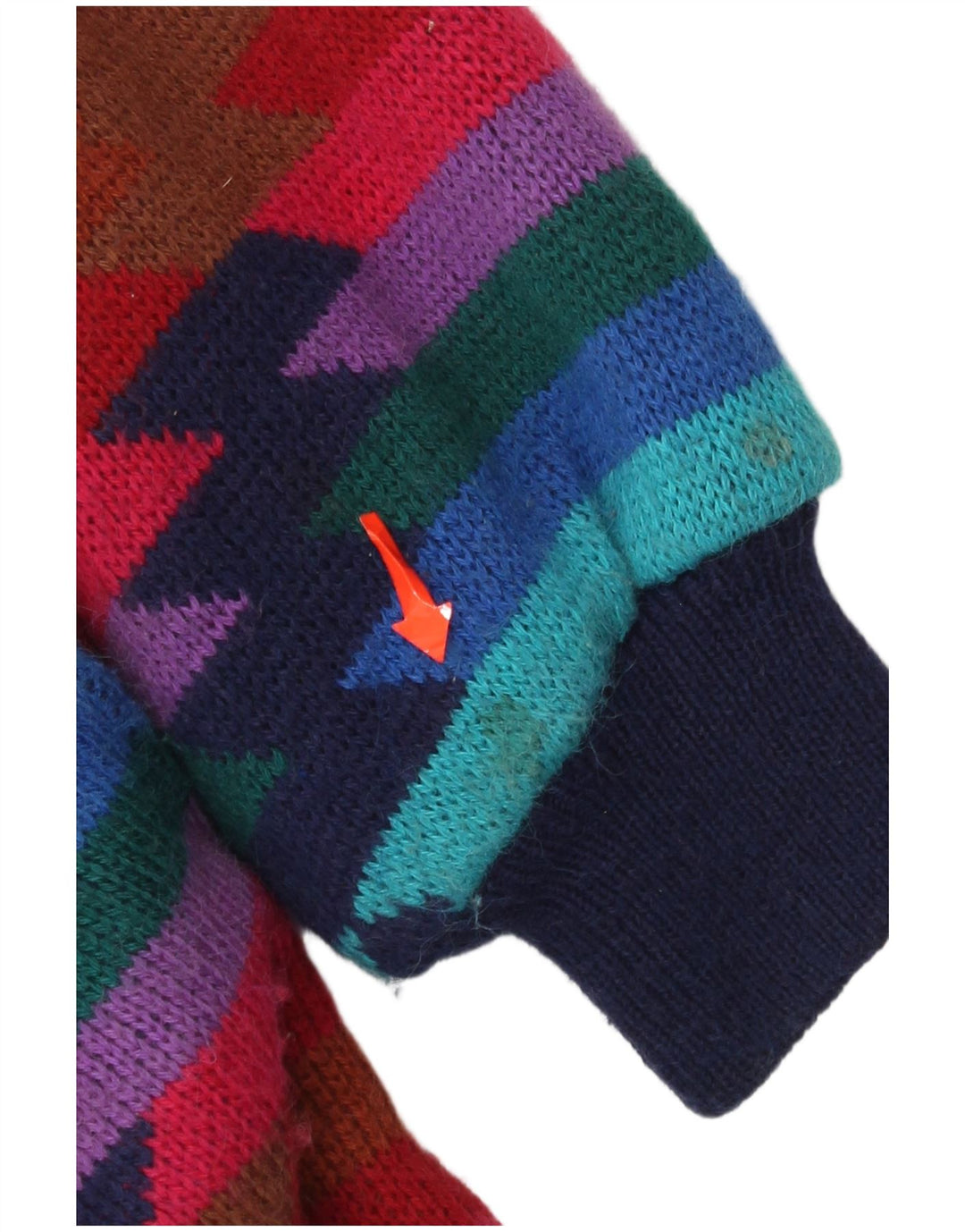 Винтажное женское вязаное пальто-ветровка EU 36/38, маленькое разноцветное ацтекское пальто