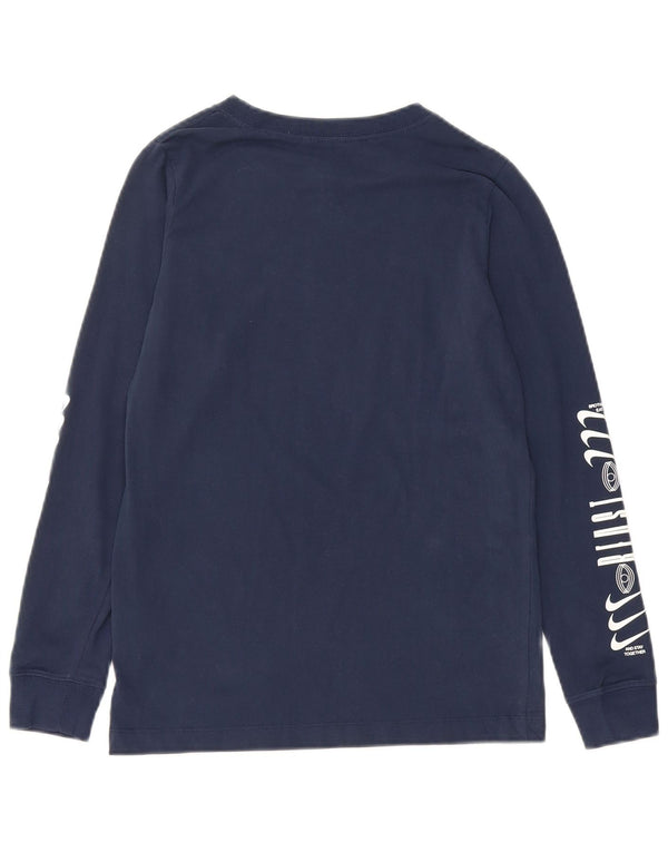 Nike Boys Graphic Top Long Sleeve 10-11 Years Medium Navy Blue Cotton