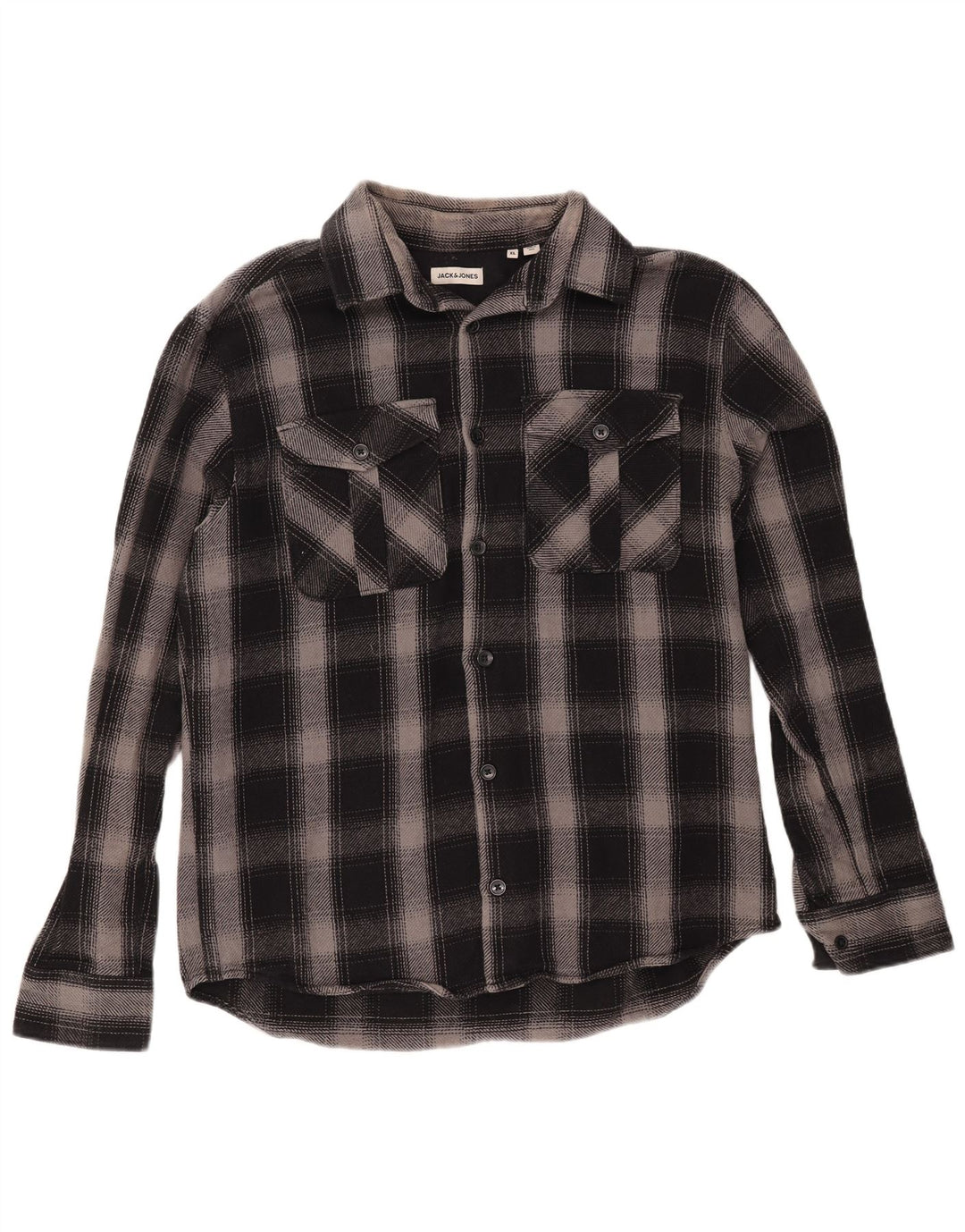 Мужская фланелевая рубашка JACK & JONES XL, черная клетка, хлопок