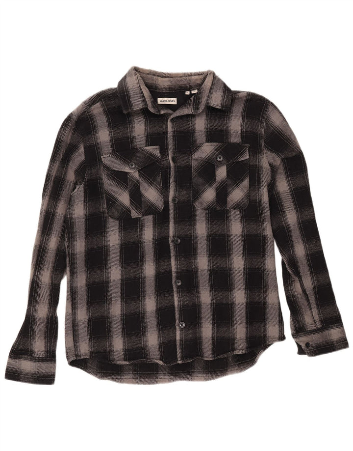 Мужская фланелевая рубашка JACK & JONES XL, черная клетка, хлопок