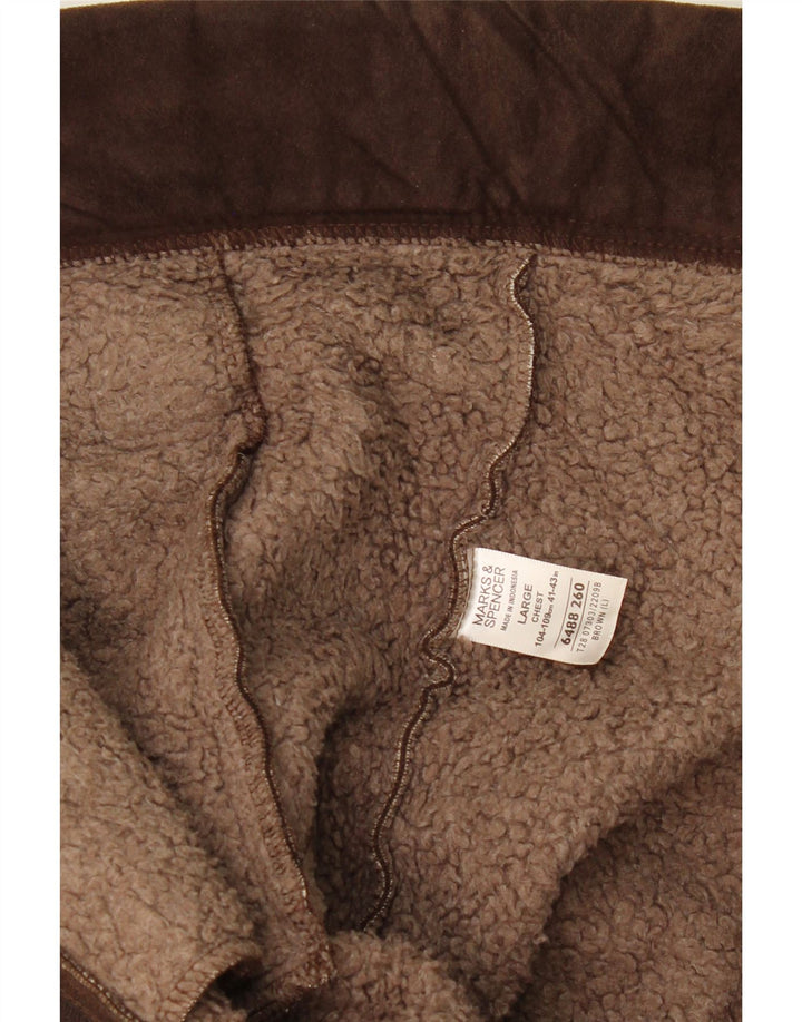 Мужская куртка из шерпы MARKS & SPENCER UK 41/43, большая, коричневая, полиэстер