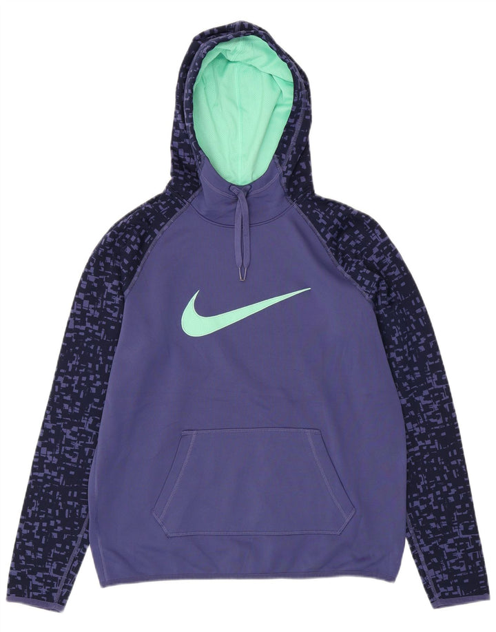 Женский джемпер с капюшоном NIKE Dri Fit с графическим рисунком UK 14, средний фиолетовый с геометрическим рисунком