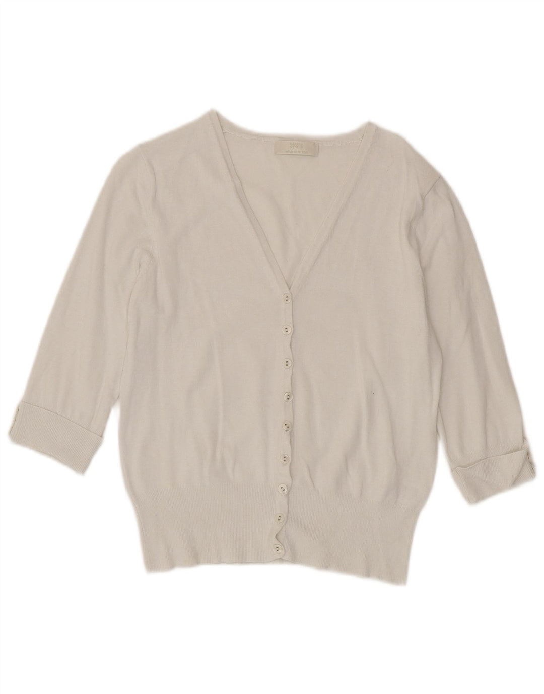 Женский укороченный кардиган с рукавами 3/4 Marks & Spencer UK 12, средний белый