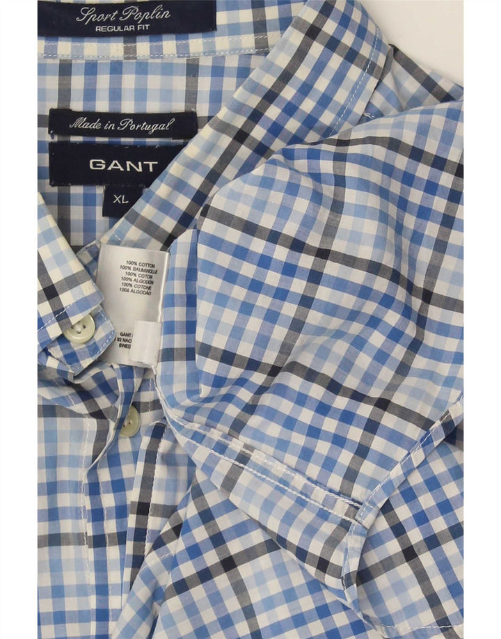 Мужская рубашка стандартного кроя Gant XL, синяя, хлопковая в мелкую клетку
