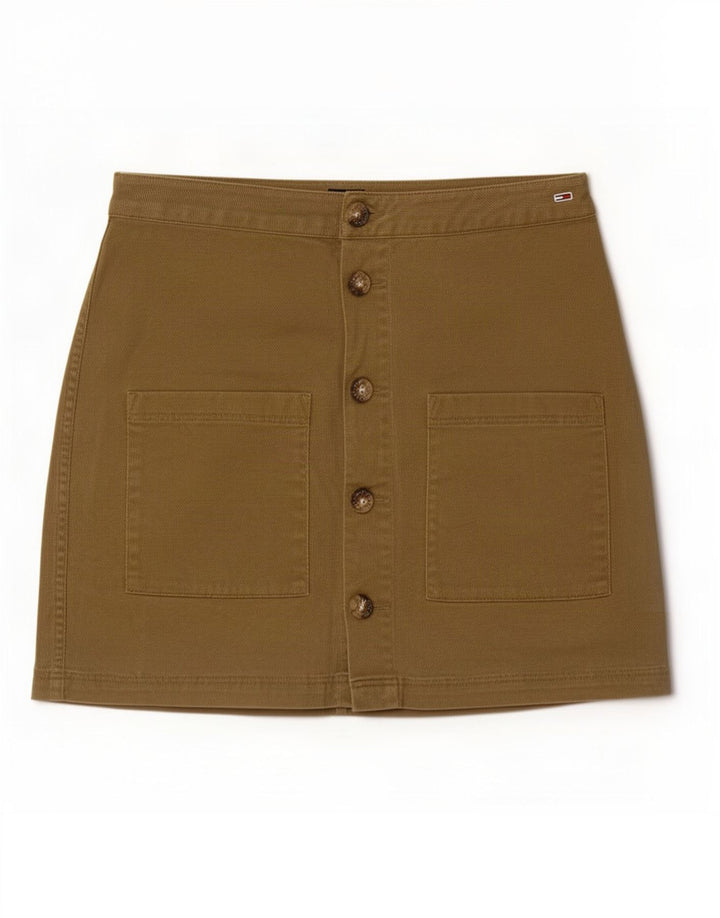Женская мини-юбка Tommy Hilfiger W28, средний цвет хаки, хлопок