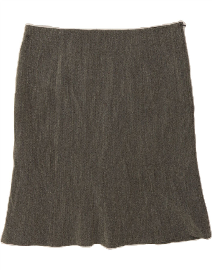 BENETTON Womens Straight Skirt IT 40 Small W30  Grey Herringbone Polyester Vintage Benetton and Second-Hand Benetton from Messina Hembry 