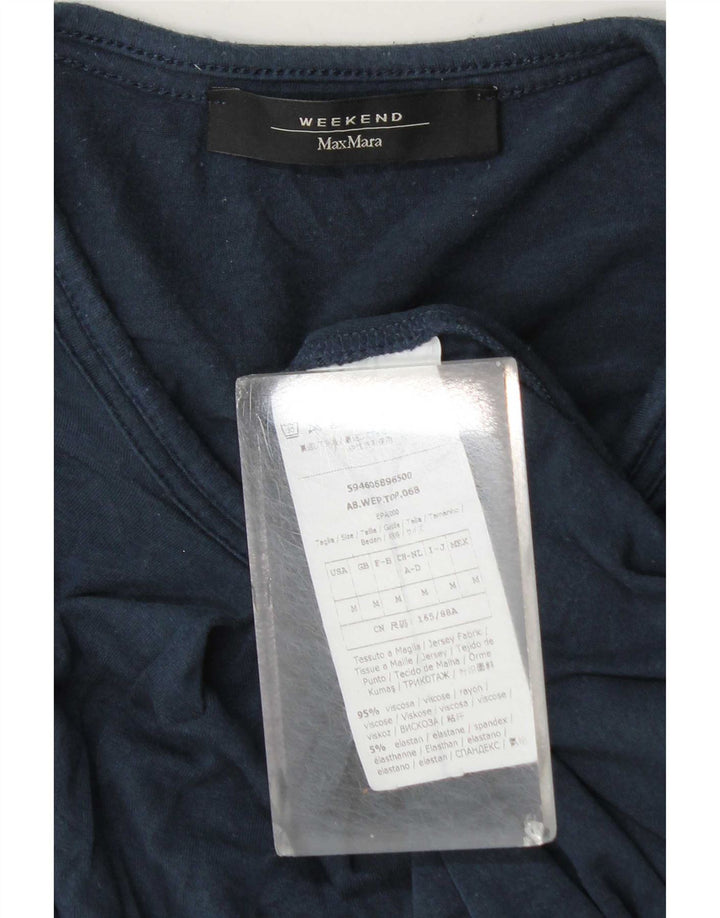 Женский топ выходного дня Max Mara с длинным рукавом UK 14, средний темно-синий, вискоза