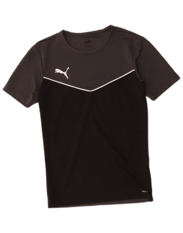 Мужская футболка Puma, маленький черный полиэстер с цветными блоками