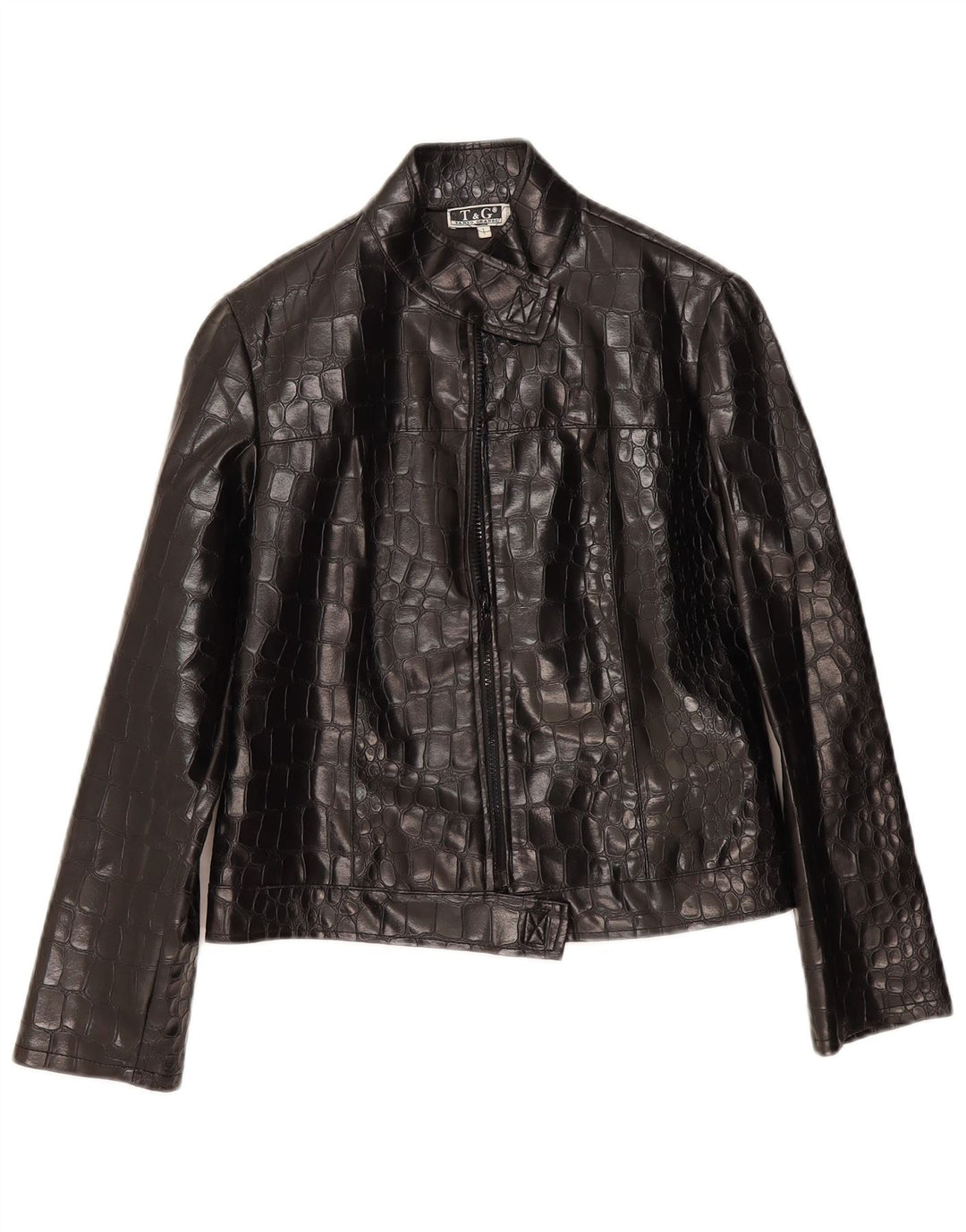 Винтажный женский бомбер UK 14, большой черный с животным принтом