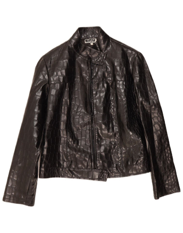 Винтажный женский бомбер UK 14, большой черный с животным принтом