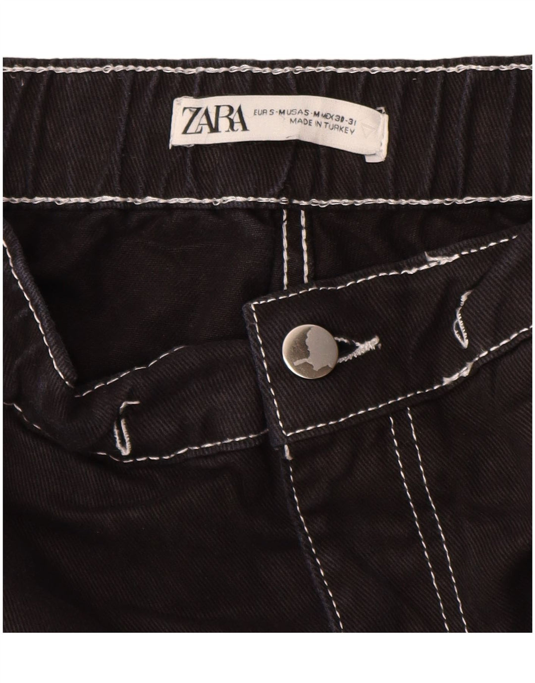 Мужские шорты карго ZARA, маленькие, W30, черные, хлопок