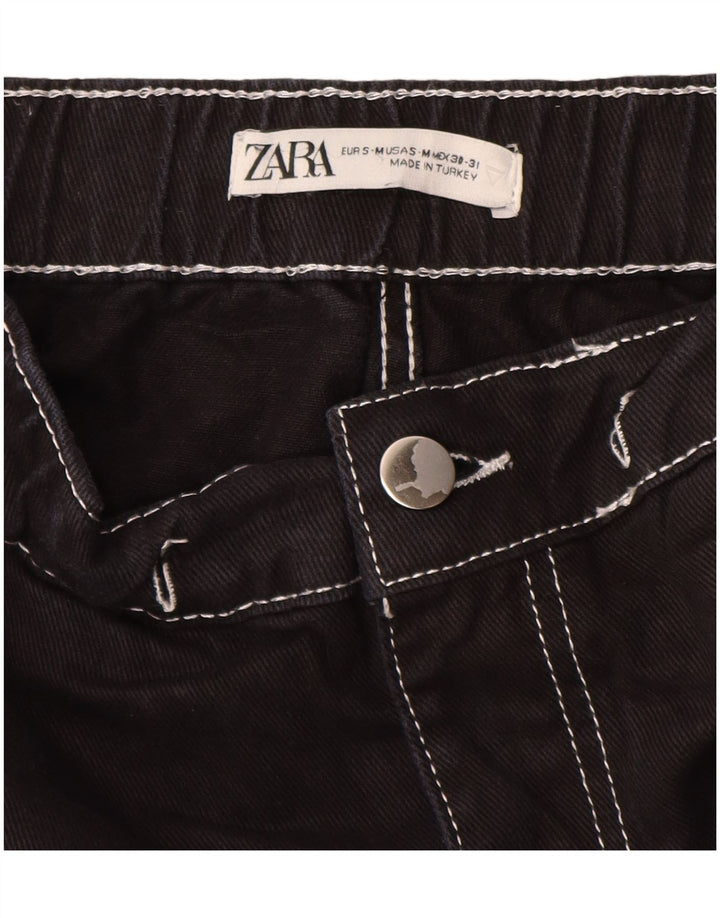 Мужские шорты карго ZARA, маленькие, W30, черные, хлопок