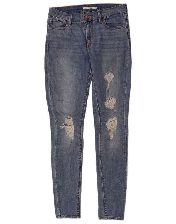 Женские потертые джинсы суперскинни LEVI'S 710 W28 L30 синие, полиэстер