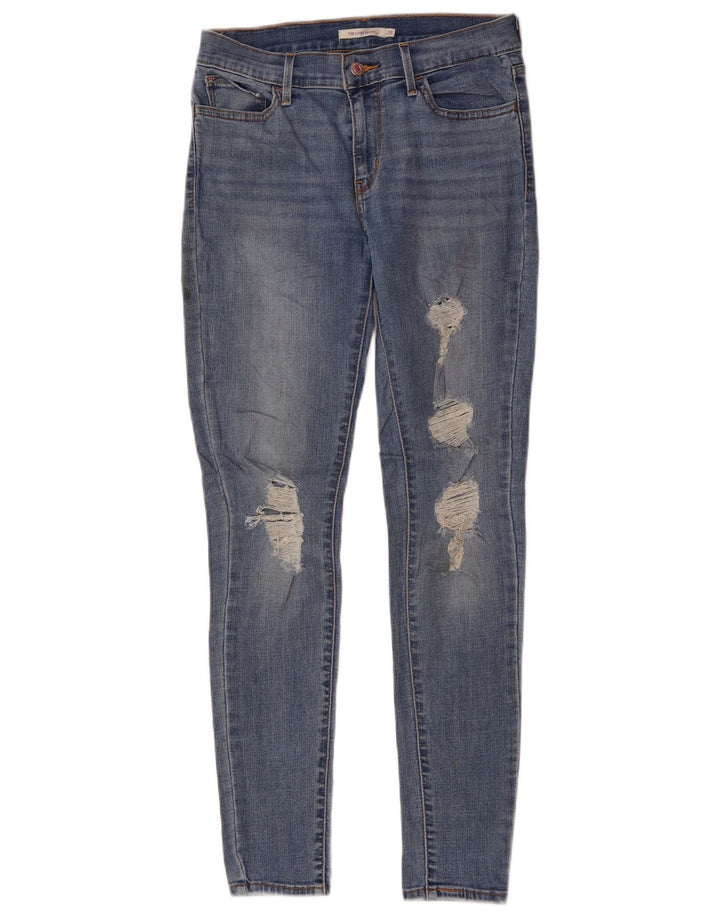 Женские потертые джинсы суперскинни LEVI'S 710 W28 L30 синие, полиэстер