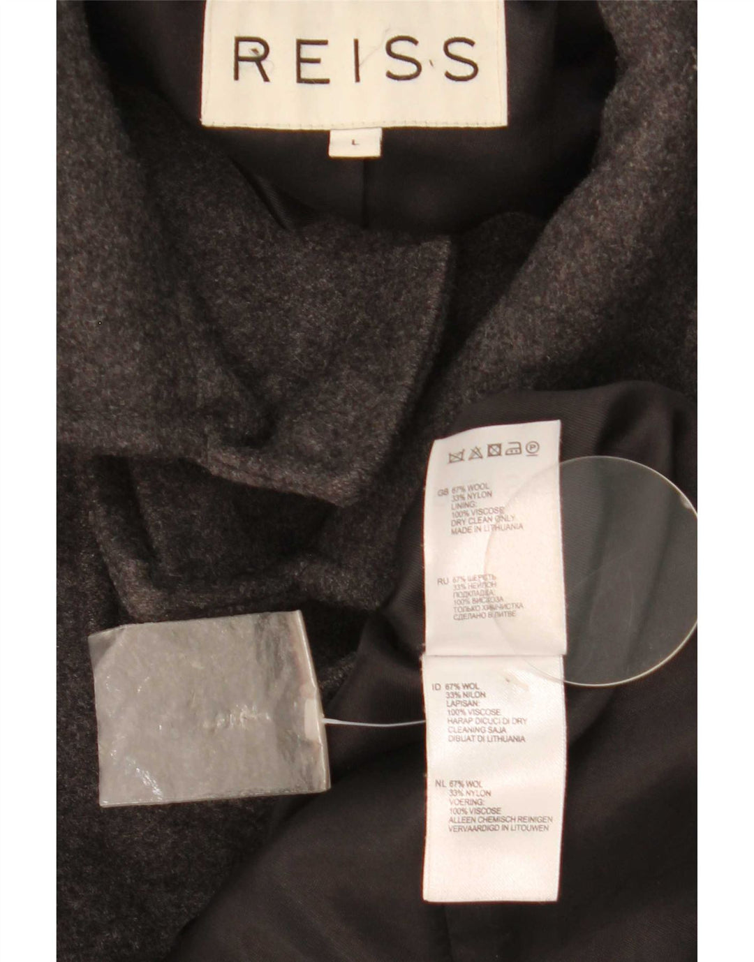 Мужское пальто Reiss UK 40, большое, серое, шерстяное