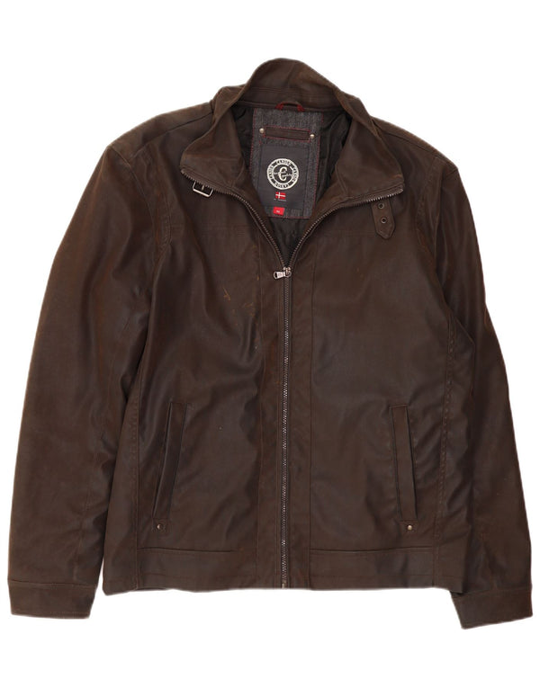CANSON Мужская куртка из искусственной кожи EU 52 XL Коричневый полиэтилен