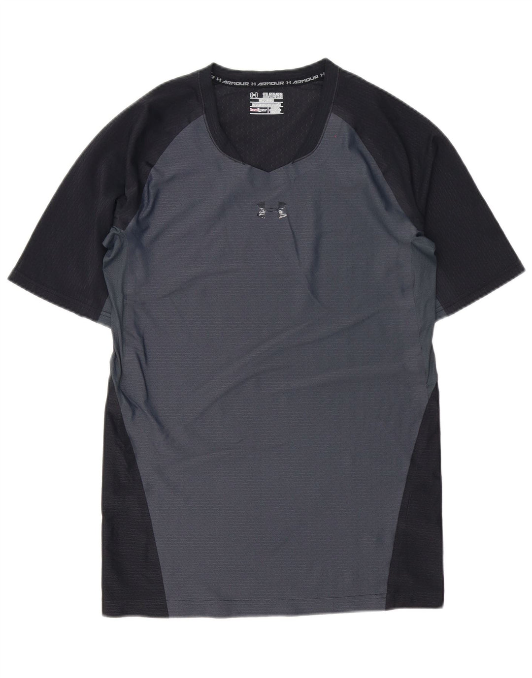 Мужская компрессионная футболка Under Armour, верх 2XL, серый полиэстер с цветными блоками