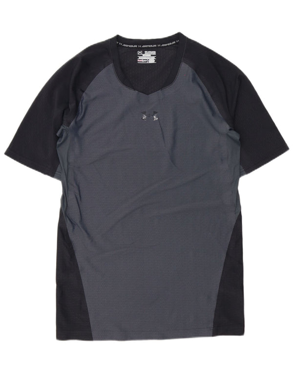 Мужская компрессионная футболка Under Armour, верх 2XL, серый полиэстер с цветными блоками
