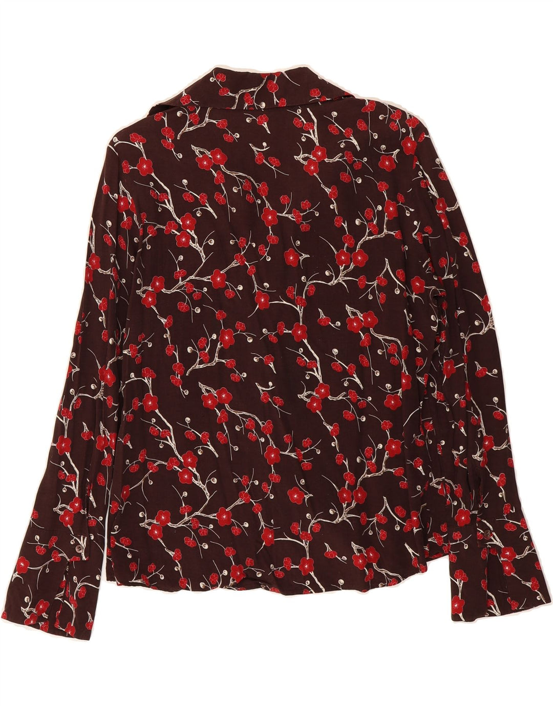VINTAGE Womens Shirt Blouse UK 14 Medium Brown Floral Vintage Vintage and Second-Hand Vintage from Messina Hembry 